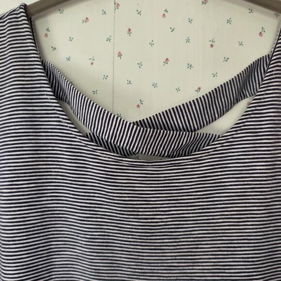 Talbots Sleeveless Dress 2X Black White Striped A-Line Coastal Lounge Activewear - Picture 3 of 13